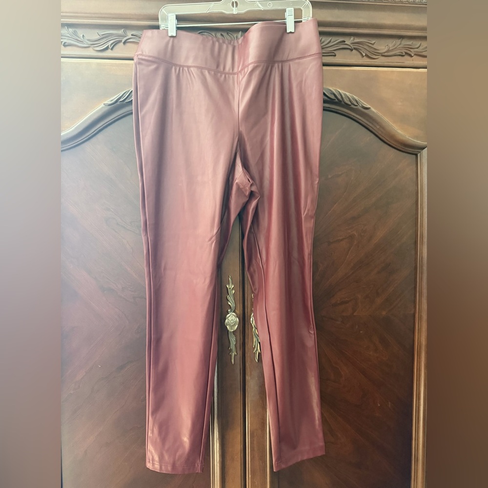 Inc Faux Leather Burgundy Pants